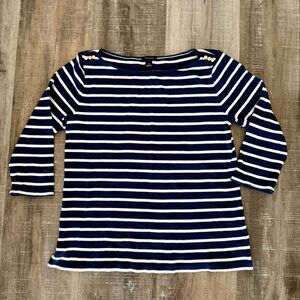 Ann Taylor Blue and White 3/4 Sleeve Tee